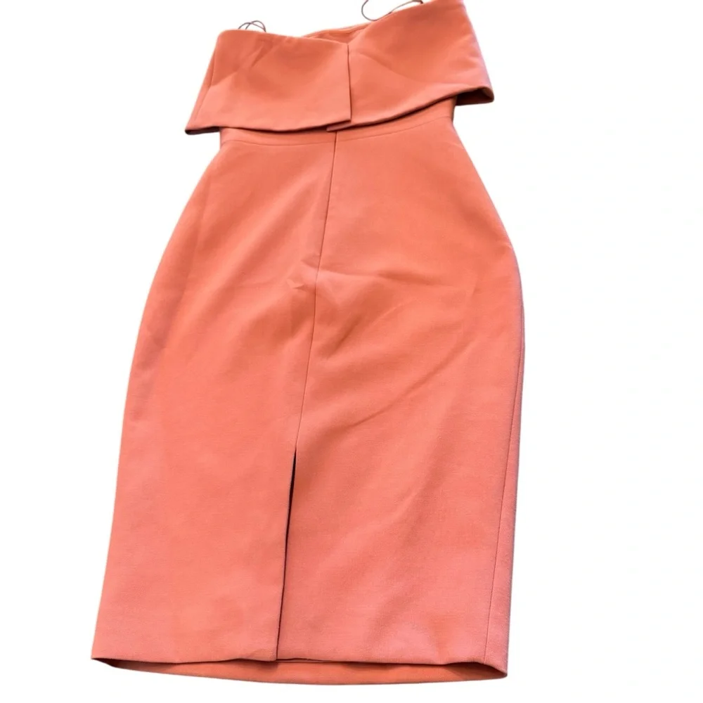 Elizabeth and James Melinda Dress Bodycon Strapless Coral Pink Rose Wedding Sz 4